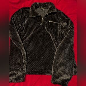 Columbia Black Plush Half-Zip Teddy Jacket